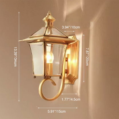 Quadrangle Frame Glass Shade 1-Light Wall Sconce Lamp