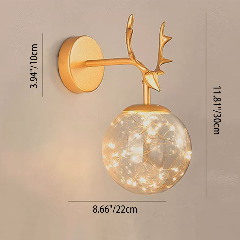 Modern Antler Glass Ball LED Wall Sconce Lamps