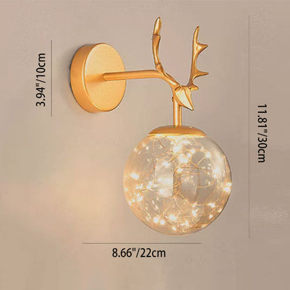 Modern Antler Glass Ball LED Wall Sconce Lamps