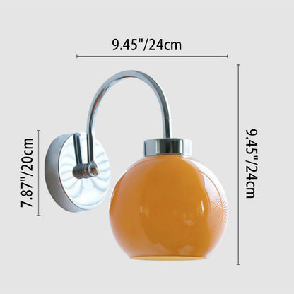 Vintage Yellow Glass Orb Shade 1-Light Wall Sconce Lamp