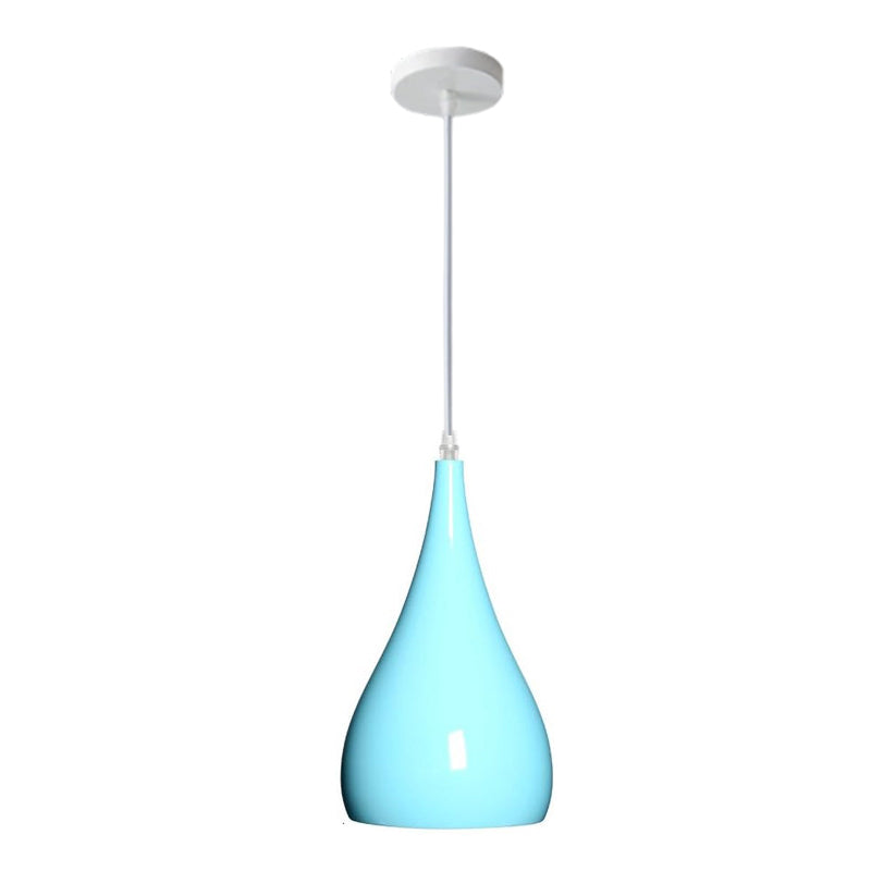 Contemporary Nordic Iron Wood Aluminum Gourd Water Drop 1-Light Pendant Light For Dining Room