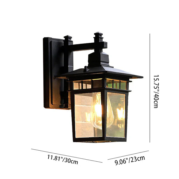 Cast Iron & Glass Rectangular 1-Light Wall Sconce Lamp