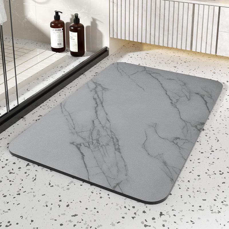 Diatom Stone Bath Mat, Non-Slip Marble Design