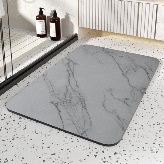 Diatom Stone Bath Mat, Non-Slip Marble Design