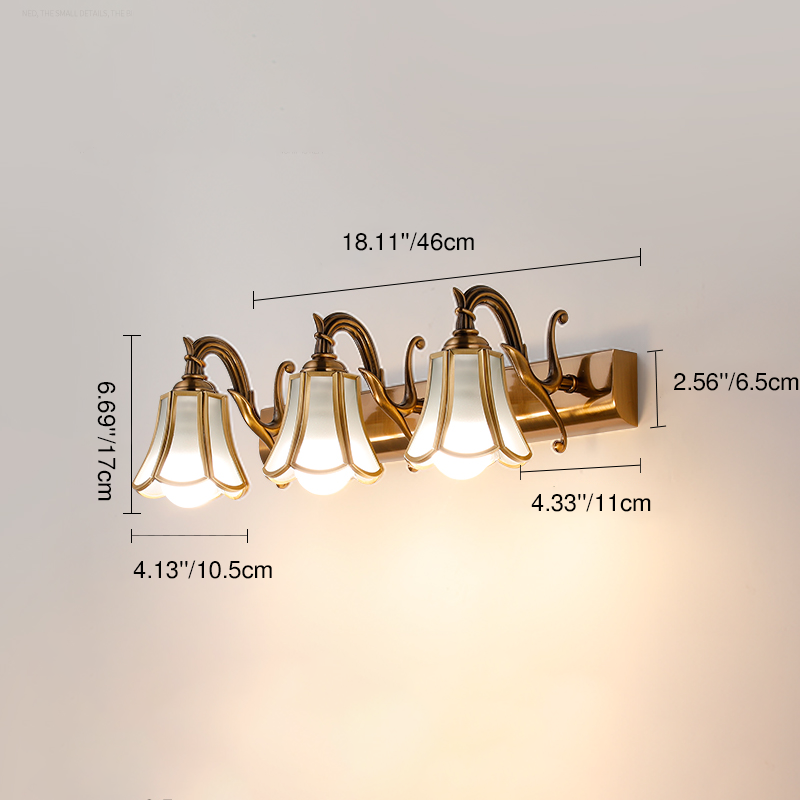 Brass 3-Light Bathroom Vanity Mirror Front Wall Sconce Lamp