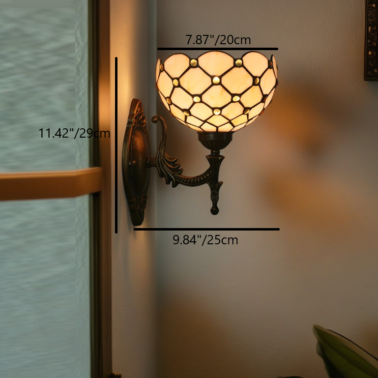 Tiffany Half Circle Alloy Iron 1-Light Wall Sconce Lamp