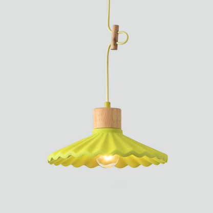Modern Macaron Cement Scalloped Shade 1-Light Pendant Light for Living Room