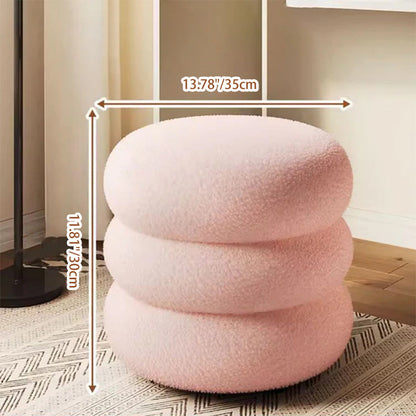 Modern Minimalist Cylinder Frame Lambswool Solid Wood Vanity Stool For Bedroom