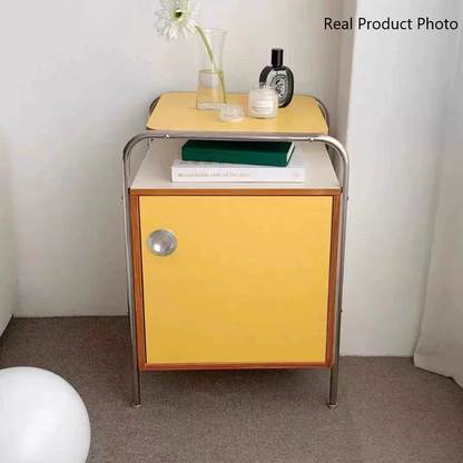 Contemporary Stainless Steel Wood Nightstand