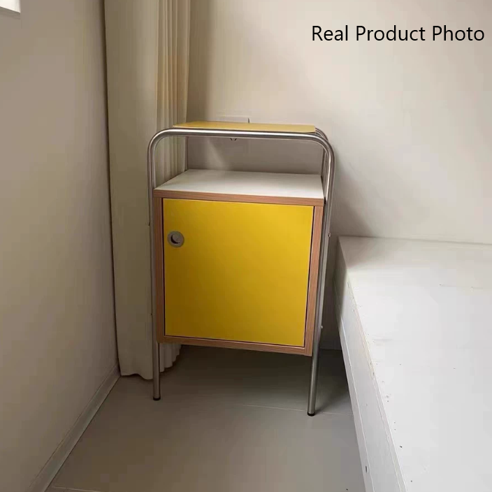 Contemporary Stainless Steel Wood Nightstand