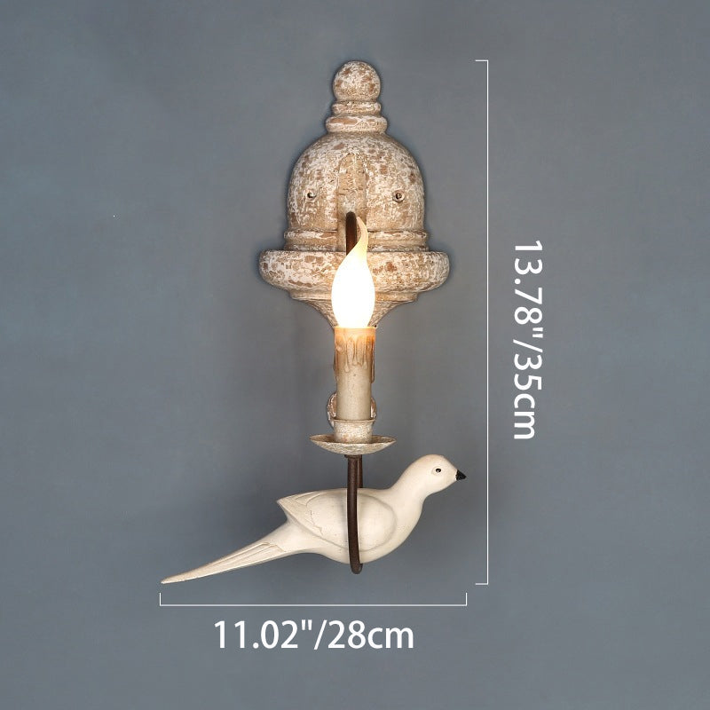 Vintage Wooden Bird Sconce 1/2 Light Wall Sconce Lamp