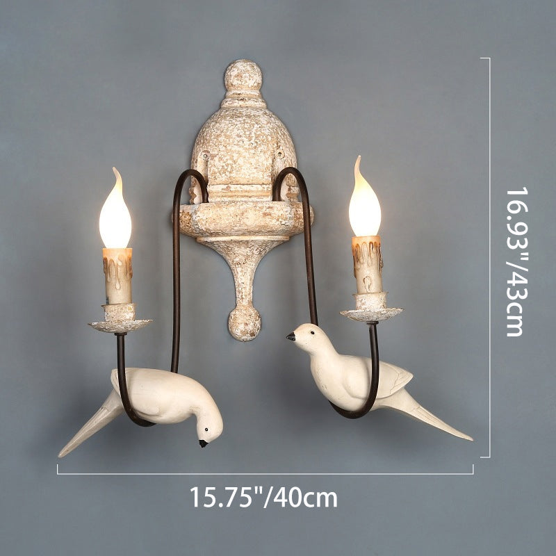 Vintage Wooden Bird Sconce 1/2 Light Wall Sconce Lamp