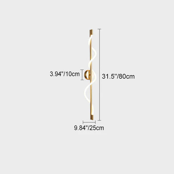 Copper-Plated Curve Long Bar Copper LED Wall Sconce Lamp