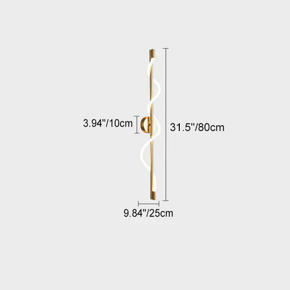 Copper-Plated Curve Long Bar Copper LED Wall Sconce Lamp