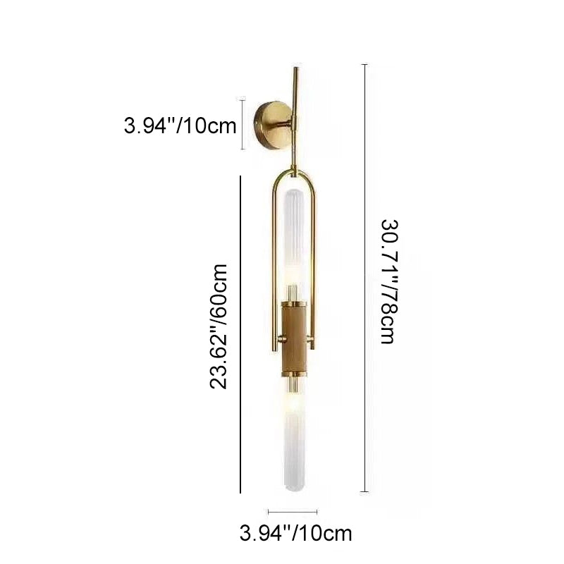 Retro Iron Glass Long Strip LED Wall Sconce Lamp