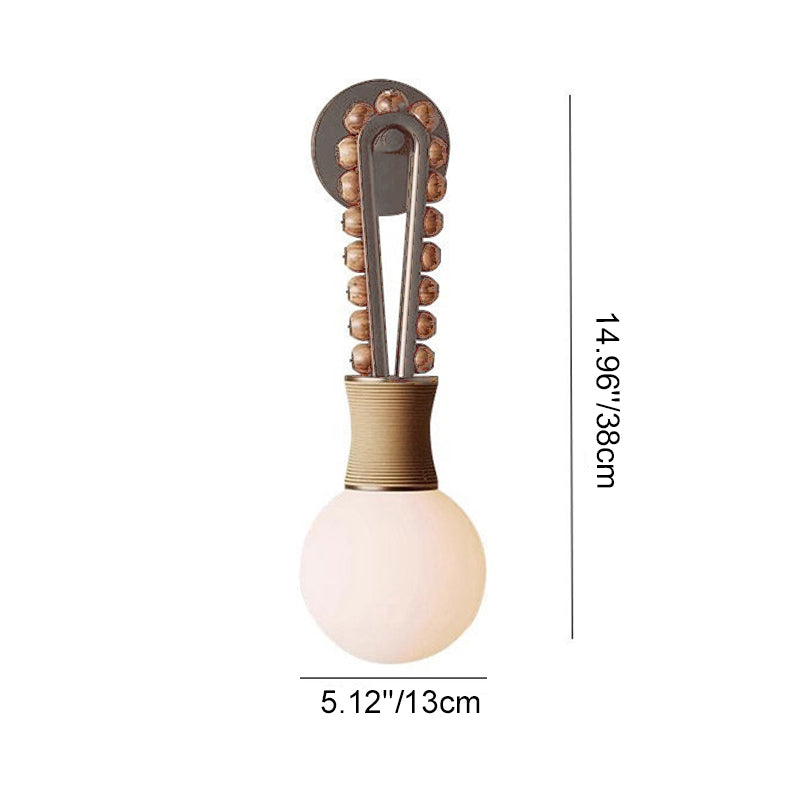 French Hanging Rope Aluminum Glass 1-Light Wall Sconce Lamp