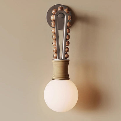 French Hanging Rope Aluminum Glass 1-Light Wall Sconce Lamp