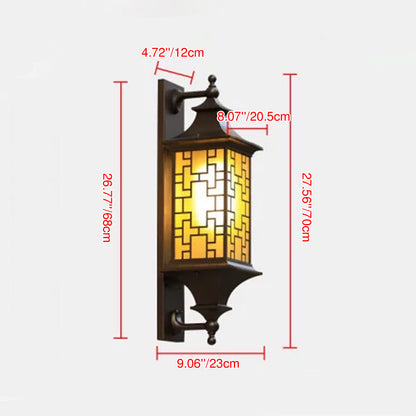 Chinese Cage Waterproof 1-Light Outdoor Wall Sconce Lamp