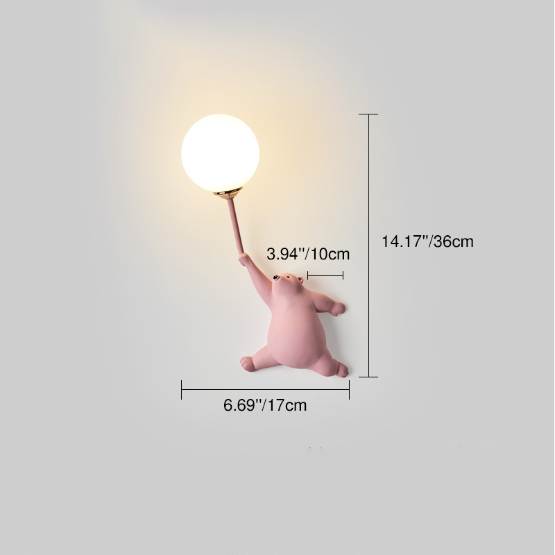 Creative Bear Resin Acrylic 1-Light Wall Sconce Lamp