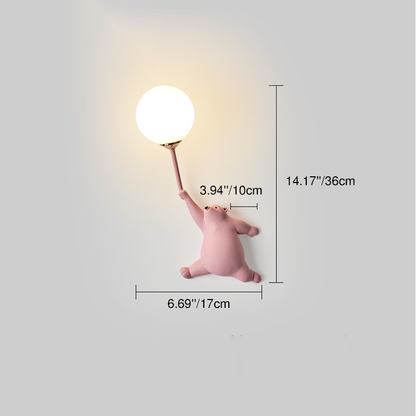 Creative Bear Resin Acrylic 1-Light Wall Sconce Lamp