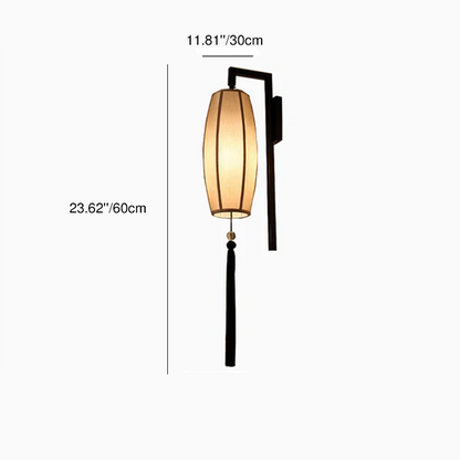 Chinese Fabric Lantern Tassel 1-Light Wall Sconce Lamp