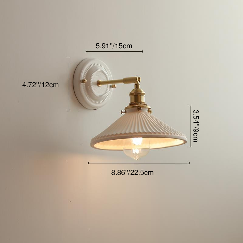 Traditional Round Ceramic Brass 1-Light Wall Sconce Lamp
