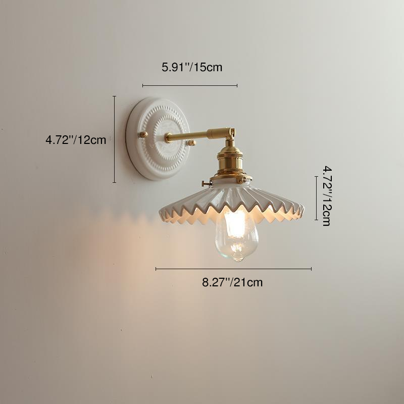 Traditional Round Ceramic Brass 1-Light Wall Sconce Lamp