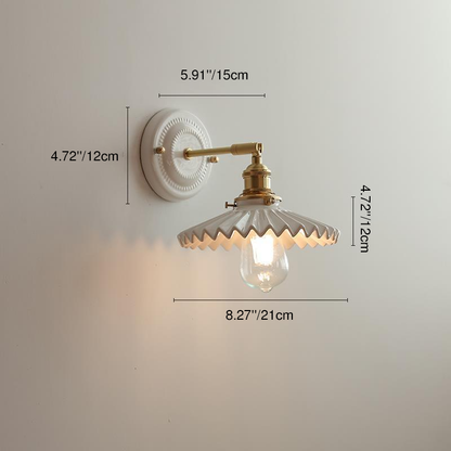 Traditional Round Ceramic Brass 1-Light Wall Sconce Lamp
