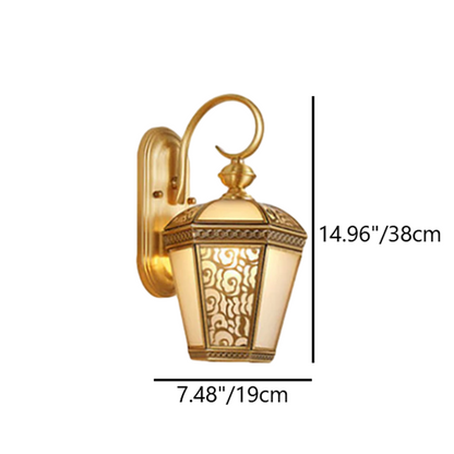 Brass Glass Hexagonal Lantern 1-Light Wall Sconce Lamp