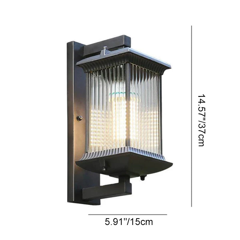 Square Glass 1-Light Outdoor Waterproof Wall Sconce Lamp