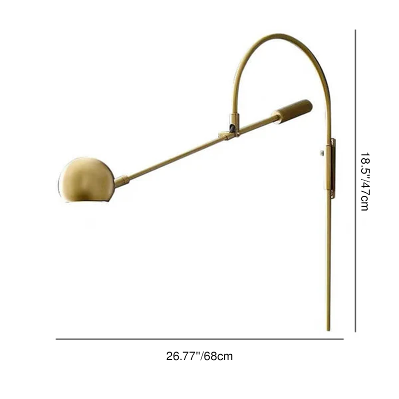 Iron Rotatable Curved Arm 1-Light Wall Sconce Lamp