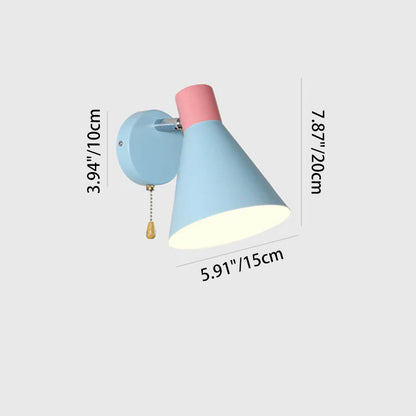Iron Blue Cone Shade 1-Light Reading Wall Sconce Lamp