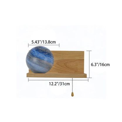 Planet Solid Wood Square Base 1-Light Wall Sconce Lamp