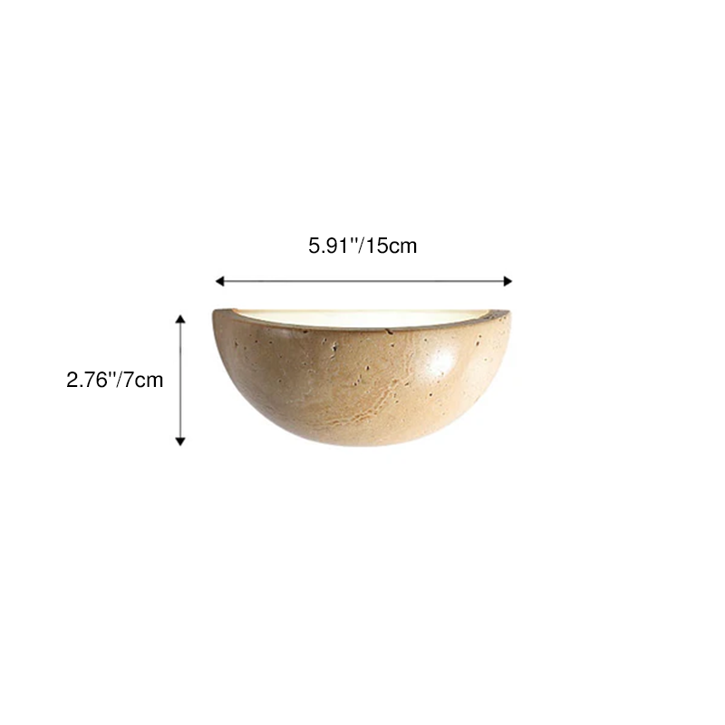 Japanese Travertine Half Circle 1-Light Wall Sconce Lamp