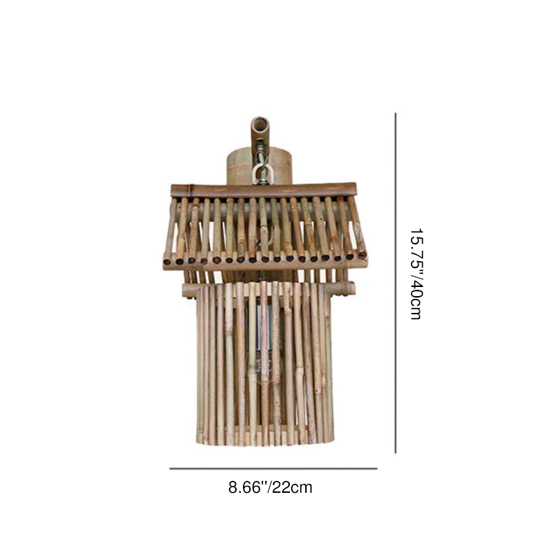 House Bamboo Weaving Cylinder 1-Light Wall Sconce Lamp