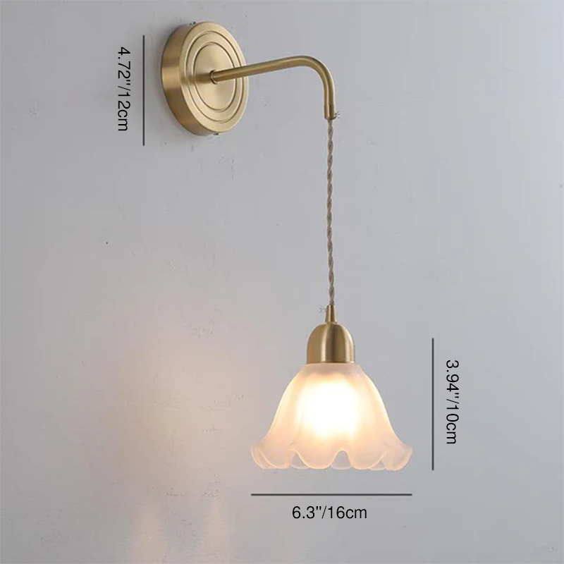 Nordic Glass Flower Petal Copper 1-Light Wall Sconce Lamp