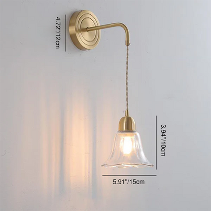 Nordic Glass Flower Petal Copper 1-Light Wall Sconce Lamp