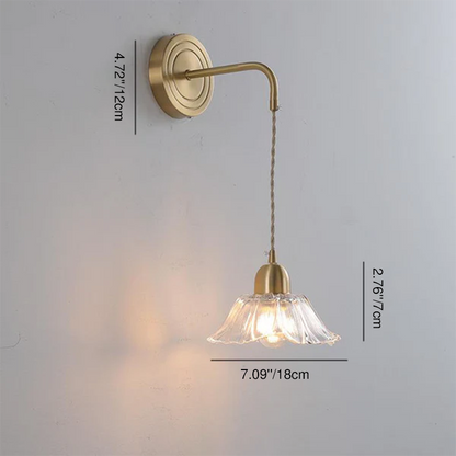 Nordic Glass Flower Petal Copper 1-Light Wall Sconce Lamp