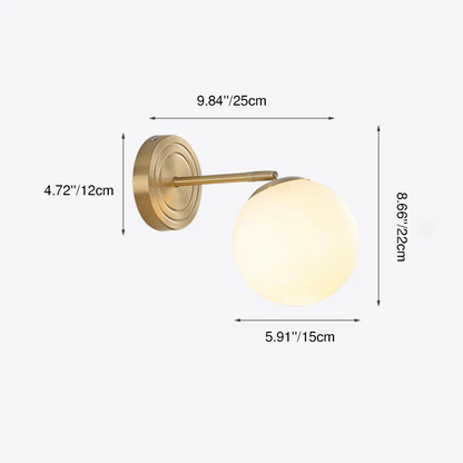 Luxury Glass Orb Copper Base 1-Light Wall Sconce Lamp