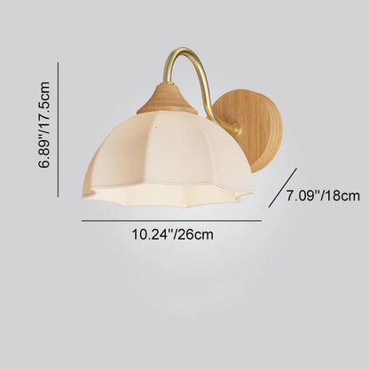 Iron Glass Striped Round Log Wood 1-Light Wall Sconce Lamp