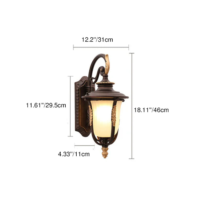 Coffee Aluminum Glass 1-Light Waterproof Wall Sconce Lamp