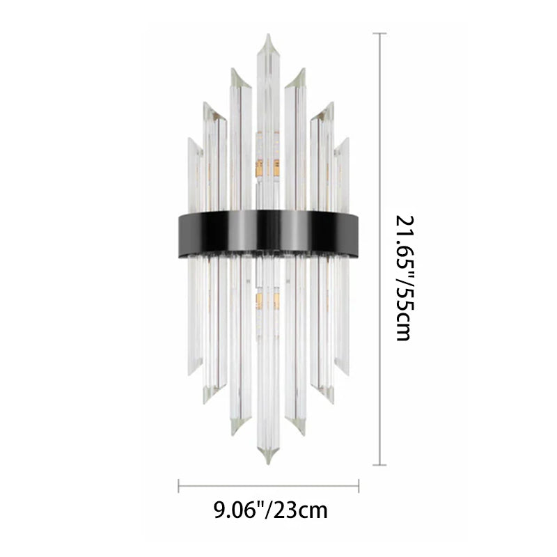 Glass Crystal Rod Stainless Steel 2-Light Wall Sconce Lamp