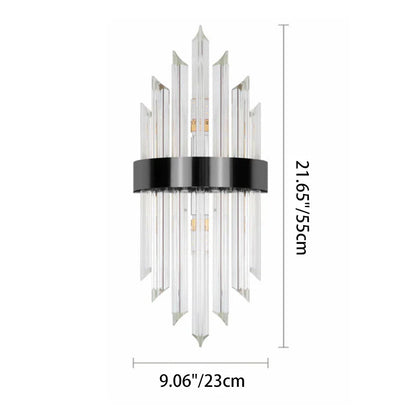 Glass Crystal Rod Stainless Steel 2-Light Wall Sconce Lamp