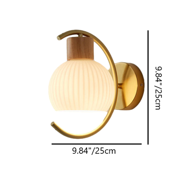 Ball Stripe Acrylic Wood Iron 1-Light Wall Sconce Lamp