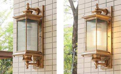 Retro Rectangular 1-Light Outdoor Waterproof Wall Sconce Lamp