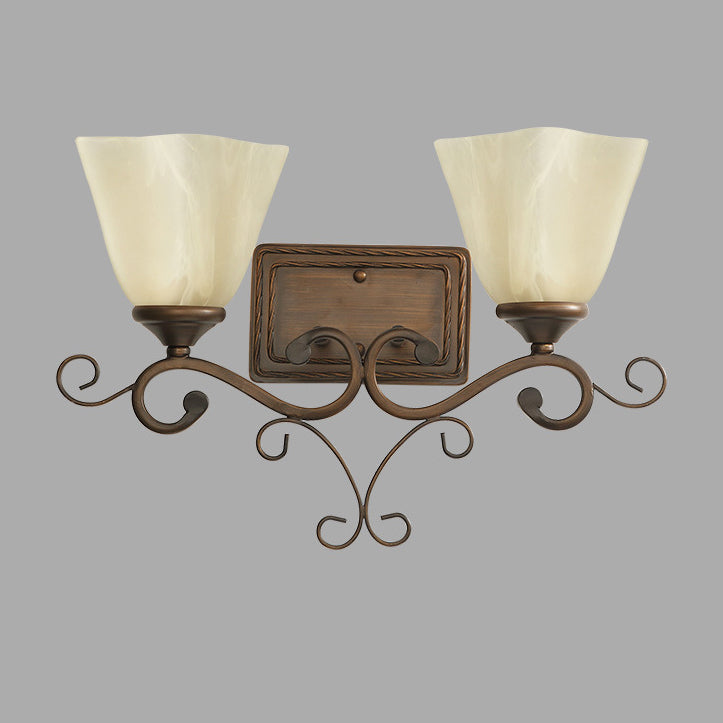Iron Glass Tetrahedron Oval Base 1/2 Light Wall Sconce Lamp