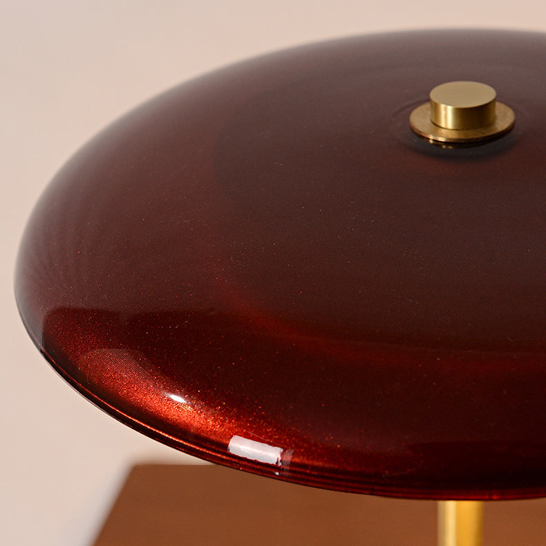 Contemporary Brass Wood Table Lamp