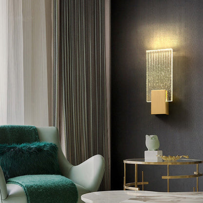 Minimalist Rectangular Copper Crystal LED Wall Sconce Lamp
