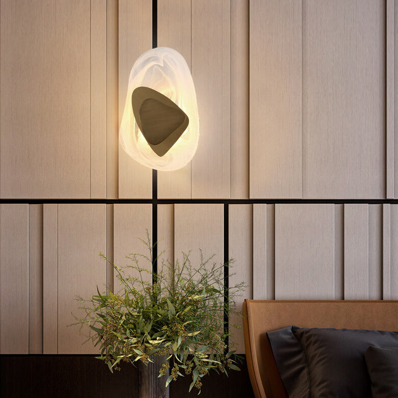 Art Deco Irregular Oval Glass Iron LED Wall Sconce Lamp