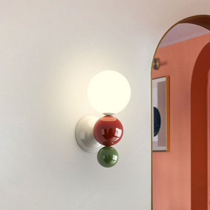 French Pearl Shape Plastic Iron 1-Light Wall Sconce Lamp